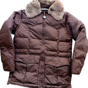 Vintage Goose Down Jacket Small 1980's Miller Outerwear Denver Brown USA Rancher